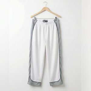 Vintage Starter Basketball Track Pants Mens XL White Mesh Ankle Zip Warm Up Y2K